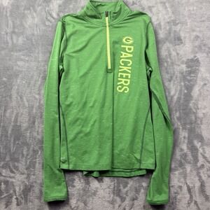 Green Bay Packers Nike Jacket Womens Medium 1/4 Zip Pullover Bright Green